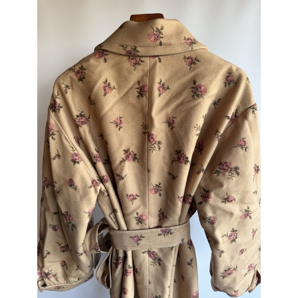 Rouje Paris Gerard Coat In Fleur Beige 100% Wool FR 44 US 10 All over Pink Flora - Picture 5 of 9